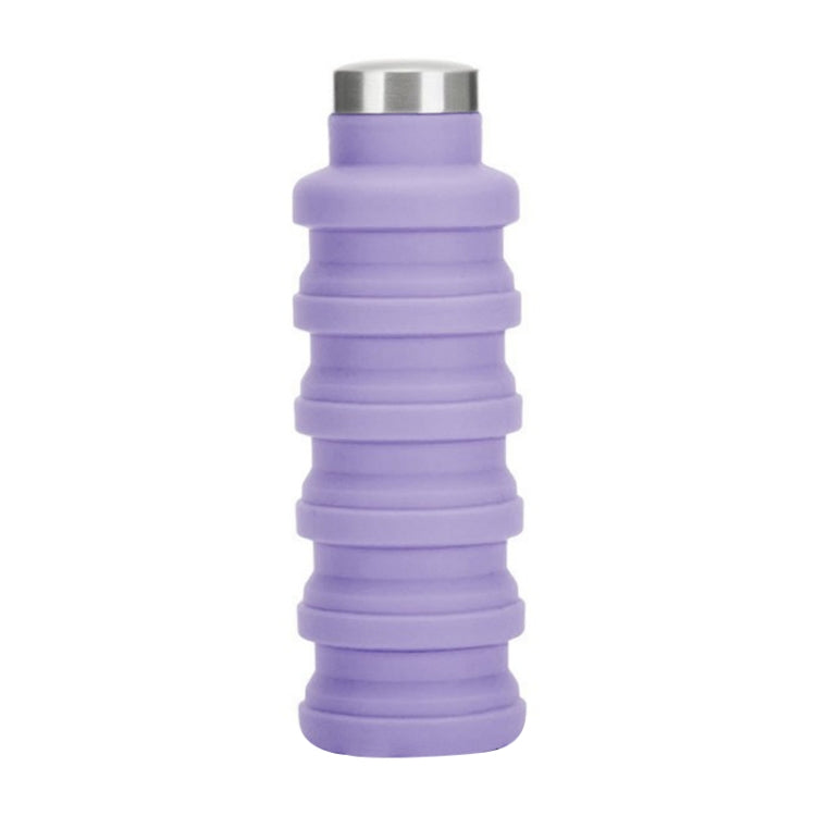 Tragbare Silikon-Wasserflasche, einziehbar, faltbar, Kaffeeflasche, für Outdoor, Reisen, Trinken, Sport, Kessel, Fassungsvermögen: 500 ml, Grau, Orange, Blau, Lila