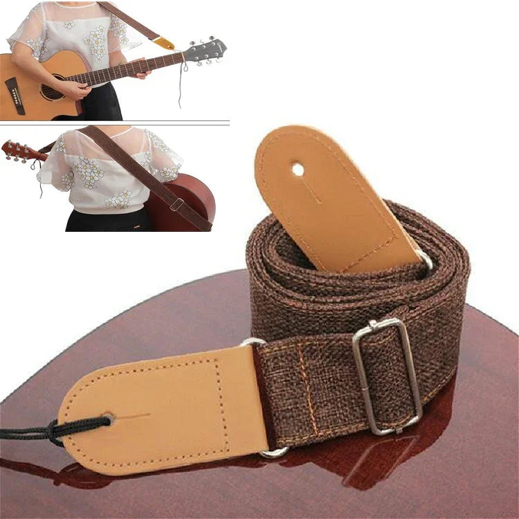 Gitarrengurt aus Baumwoll-Leinen-Mischgewebe mit Nieten, diagonaler Schultergurt, Musikinstrumentenzubehör