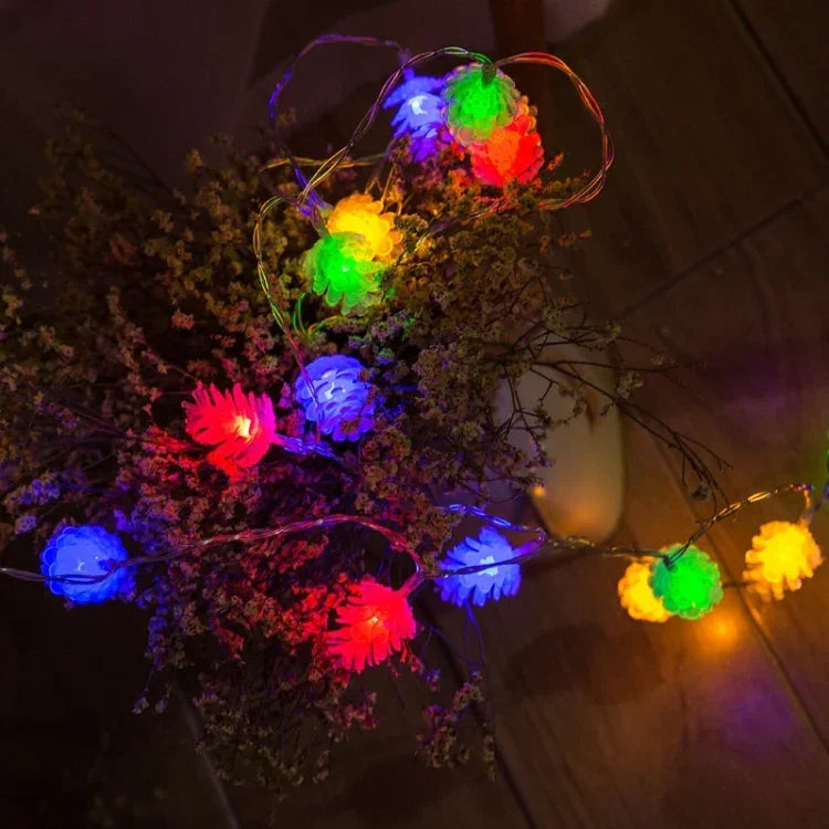 20 LEDs Solarbetriebene Kiefernzapfen Außen Energieeffiziente Weihnachts Hochzeitsdekoration Lichterkette Garten Landschaftslampe