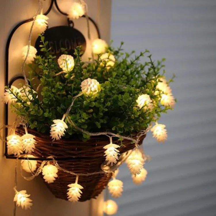 20 LEDs Solarbetriebene Kiefernzapfen Außen Energieeffiziente Weihnachts Hochzeitsdekoration Lichterkette Garten Landschaftslampe