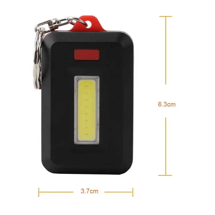2 Stück 3W Mini COB LED Taschenlampe Schlüsselanhänger Notfall Camping Rucksacklicht mit 3 Modi, Rot, Grün
