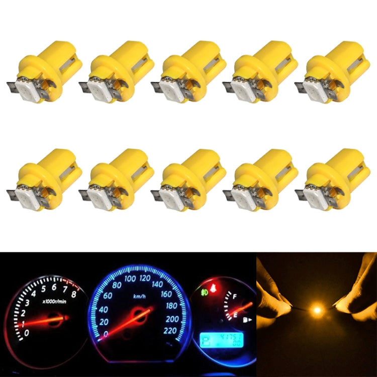 10 PCS T8.5 5050 Led 1 SMD Car Gauge Dash Bulb Dashboard Instrument Light Wedge Interior Lamp, Blue, Green, Red, White, Yellow