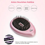 Tragbare elektrische Haarbürste mit Ionen-Technologie, Haarglätterbürste, Negativ-Ionen-Kamm, antistatisch, Massagefunktion, Mini-Haarglättungskamm, Pink, Grün
