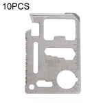 100 STÜCK 11-in-1 Tragbarer multifunktionaler Outdoor-Werkzeugkarten-Cutter aus Edelstahl mit Lederetui, Größe: 6,9 x 4,5 cm, 10 STÜCK