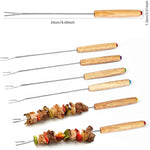 Edelstahl Holgriff Schokoladenfonduegabel Hot Pot Gabeln Käse Obst Dessert Gabel Fondue Schmelzspieße Küchenhelfer, zufällige Farblieferung