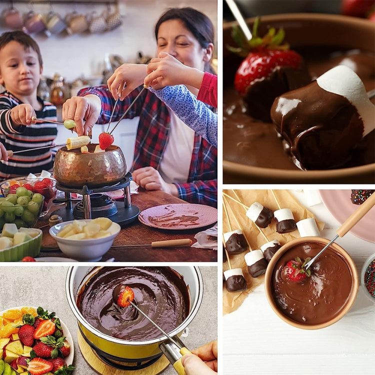 Edelstahl Holgriff Schokoladenfonduegabel Hot Pot Gabeln Käse Obst Dessert Gabel Fondue Schmelzspieße Küchenhelfer, zufällige Farblieferung