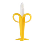 3 Stück Baby-Silikon-Trainingszahnbürste Bananenform Sichere Kleinkind-Beißring-Kauspielzeuge Zahnungshilfe Geschenk für Säuglinge, Gelb-B