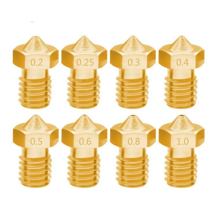 8 STK Bugatti 3D-Drucker Zubehör E3D-V5 V6 Düse M6 Gewinde Verbrauchsmaterialien Heißdüse, 1,75/0,3mm, 1,75/0,35mm, 1,75/0,4mm, 1,75/0,5mm, 1,75/0,6mm, 3/0,2mm, 3/0,3mm, 3/0,4mm, 3/0,8mm, 3/1,0mm, 3/0,25mm