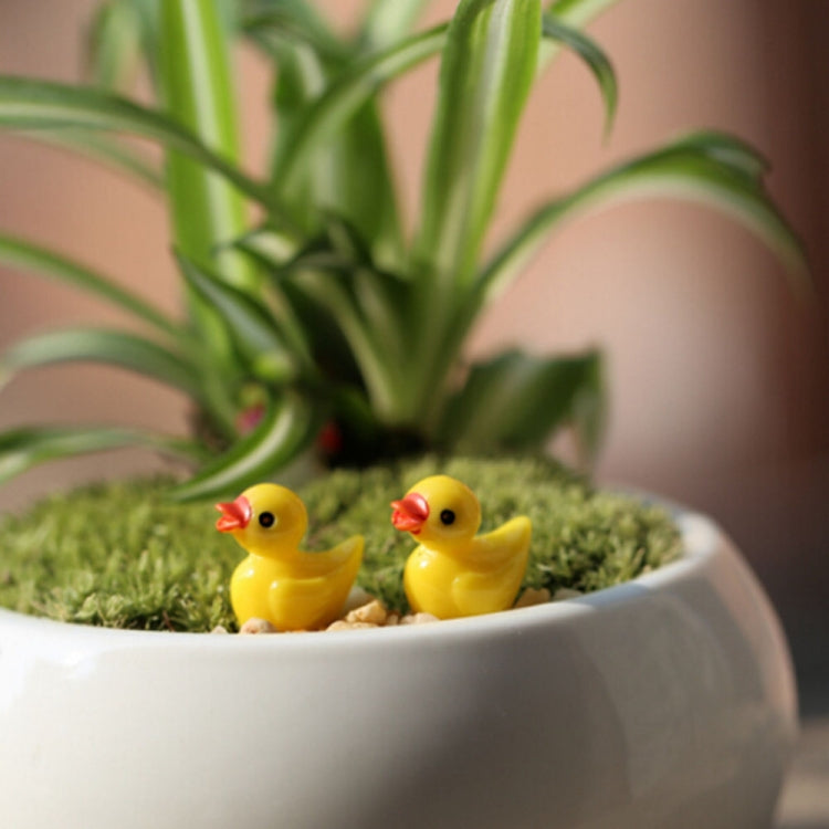 5 Stück Miniatur-Puppenhauszubehör Harz dreidimensionale kleine gelbe Enten-Pflanzendekoration, gelbe Enten-Pflanzendekoration