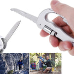 Multifunktionale Klapp-Säge, Sicherheit, Selbstverteidigung, Klappsäge, Karabiner, Aufhängeschnalle, Wildnis-Überlebensausrüstung, D-Typ + LED
