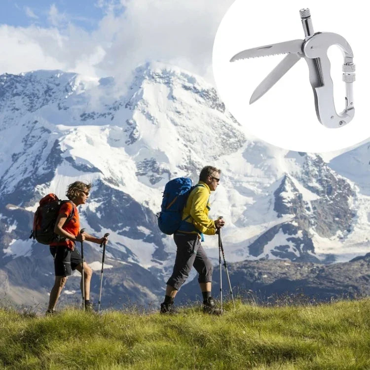 Multifunktionale Klapp-Säge, Sicherheit, Selbstverteidigung, Klappsäge, Karabiner, Aufhängeschnalle, Wildnis-Überlebensausrüstung, D-Typ + LED