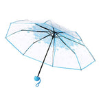 Kirschblüten Transparenter Dreifach-Regenschirm Individueller Faltregenschirm