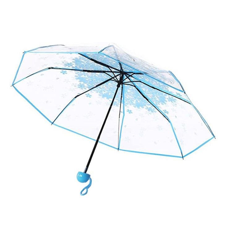 Kirschblüten Transparenter Dreifach-Regenschirm Individueller Faltregenschirm