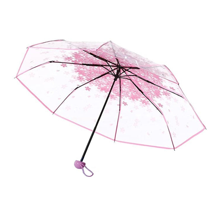 Kirschblüten Transparenter Dreifach-Regenschirm Individueller Faltregenschirm