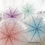 Kirschblüten Transparenter Dreifach-Regenschirm Individueller Faltregenschirm