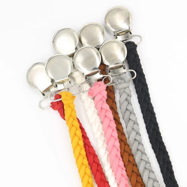3 Stück Baby-Schnullerkette, Leder geflochten, Anti-Verlust-Kette
