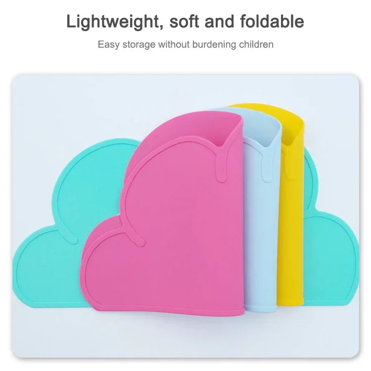 Children Cloud Silicone Placemat Waterproof Environmental Protection Student Table Mat, White, Black, Yellow, Blue, Green, Light Pink, Dark Gray, Light Blue, Light Green, Light Gray, Dark  Pink