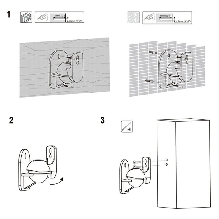 Paar Schwarze Surround-Sound-Lautsprecher-Wandhalterungen 45 Grad drehbares Design TV-Wandhalterung 8 x 4,5 x 5,8cm