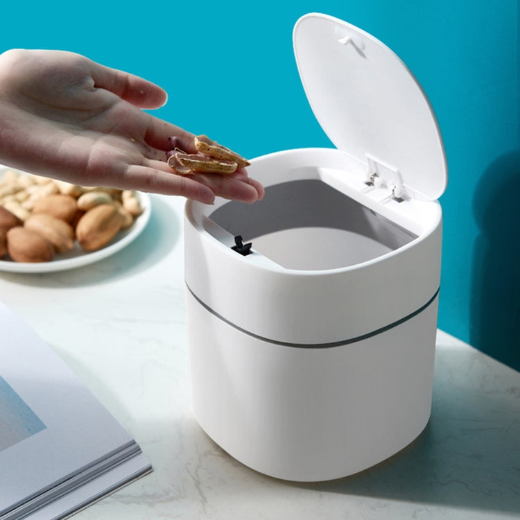 Haushalts-Mini-Mülleimer für den Schreibtisch, mit Deckel, Aufbewahrungsbox für Kleinteile, Abfallbehälter, Push-Typ, Klappdeckel