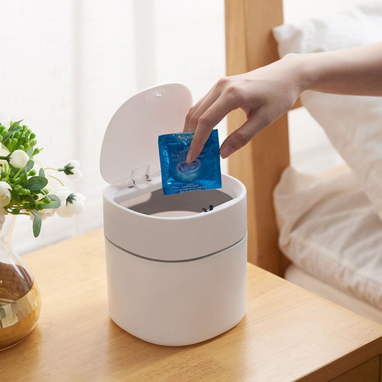 Haushalts-Mini-Mülleimer für den Schreibtisch, mit Deckel, Aufbewahrungsbox für Kleinteile, Abfallbehälter, Push-Typ, Klappdeckel