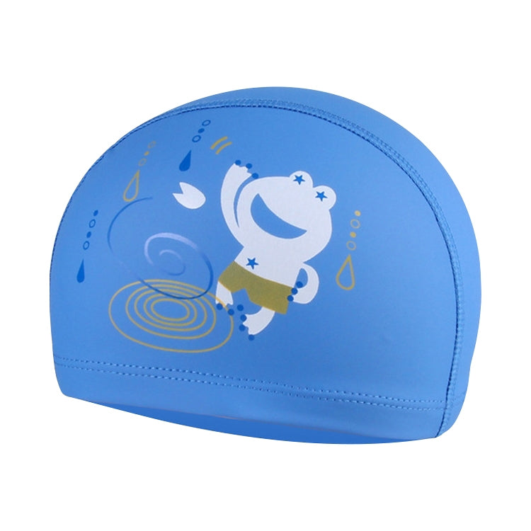 Kinder wasserdichte Haarpflege PU-beschichtete niedliche Frosch-Muster Schwimmkappe, Frosch (Blau), Frosch (Pink), Frosch (Orange), Frosch (Dunkelblau)