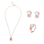 Damen Opal Halskette Ohrringe Ring Kristall Schmuckset