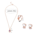 Damen Opal Halskette Ohrringe Ring Kristall Schmuckset