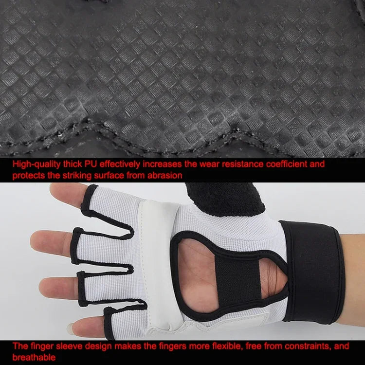 Halbfinger Sandsack-Boxhandschuhe für Erwachsene, PU-Leder Fitness Sparring Taekwondo Handschuhe, XS, S, M, L, XL, XXL