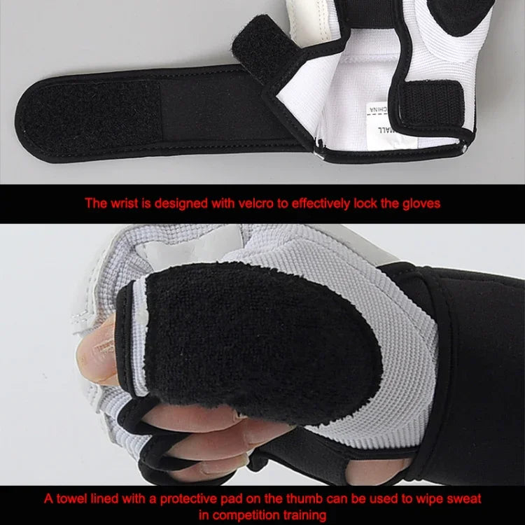 Halbfinger Sandsack-Boxhandschuhe für Erwachsene, PU-Leder Fitness Sparring Taekwondo Handschuhe, XS, S, M, L, XL, XXL