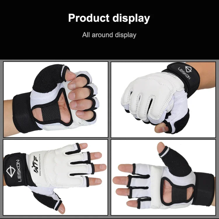 Halbfinger Sandsack-Boxhandschuhe für Erwachsene, PU-Leder Fitness Sparring Taekwondo Handschuhe, XS, S, M, L, XL, XXL