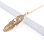 Schlichte klassische Anhänger-Halskette Feder-Halskette Lange Pulloverkette Schmuck Choker-Halskette für Damen, Gold, Silber
