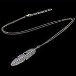 Schlichte klassische Anhänger-Halskette Feder-Halskette Lange Pulloverkette Schmuck Choker-Halskette für Damen, Gold, Silber