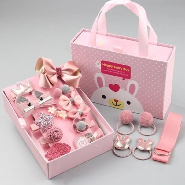 18-teiliges Set Baby-Haaraccessoires für Mädchen, Haarnadeln, Haarringe, in Box, TBD077045401A, TBD077045401B, TBD077045401C, TBD077045401D, TBD077045401E