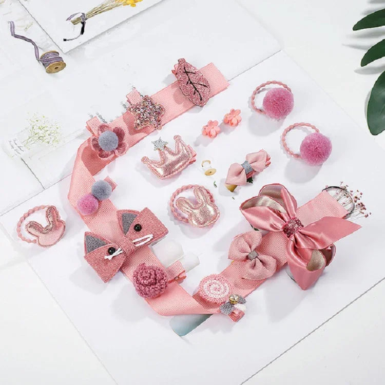 18-teiliges Set Baby-Haaraccessoires für Mädchen, Haarnadeln, Haarringe, in Box, TBD077045401A, TBD077045401B, TBD077045401C, TBD077045401D, TBD077045401E