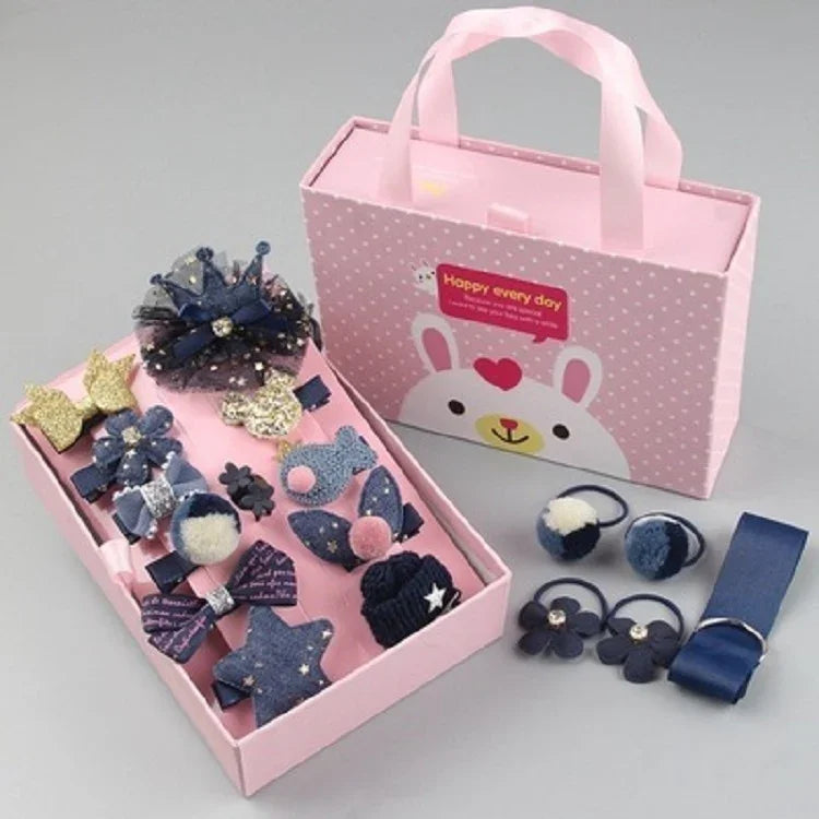 18-teiliges Set Baby-Haaraccessoires für Mädchen, Haarnadeln, Haarringe, in Box, TBD077045401A, TBD077045401B, TBD077045401C, TBD077045401D, TBD077045401E