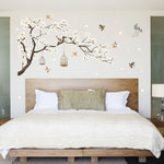 2 PCS/Set DIY Tree Birds Flower Home Decor Wall Stickers, Tree Birds Flower