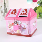 Kinder Cartoon Sparschwein Kleingeld Sparbüchse Haus Spardose, Rosa, Blau