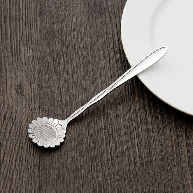 3 Stück Edelstahl Haushalt Kreative Blumenlöffel Kaffeerührlöffel, Sonnenblumenlöffel, Stiefmütterchenlöffel, Glockenblumenlöffel, Pflaumenblütenlöffel, Kosmosblumenlöffel