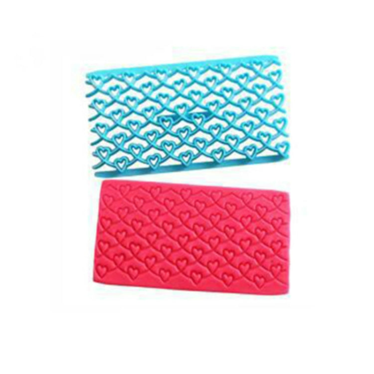2 Stück Kuchen Fondant Werkzeug Herzförmige Diamant Textur Karomuster Überführung Quyi Siegel Druckform