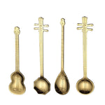 Kaffeerührlöffel aus Edelstahl, kreativer Musikinstrumente-förmiger Löffel, Gitarre Silber, Oktagon Silber, Laute Silber, Yueqin Silber, Gitarre Titangold, Oktagon Titangold, Laute Titangold, Yueqin Titangold, Gitarre Roségold
