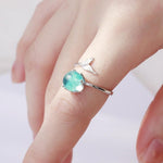 Damenmode Blaue Kristall Meerjungfrau-Form Offene Ringe
