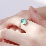 Damenmode Blaue Kristall Meerjungfrau-Form Offene Ringe