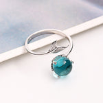 Damenmode Blaue Kristall Meerjungfrau-Form Offene Ringe