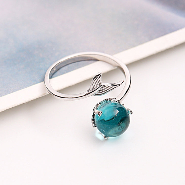 Damenmode Blaue Kristall Meerjungfrau-Form Offene Ringe