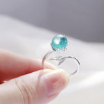 Damenmode Blaue Kristall Meerjungfrau-Form Offene Ringe
