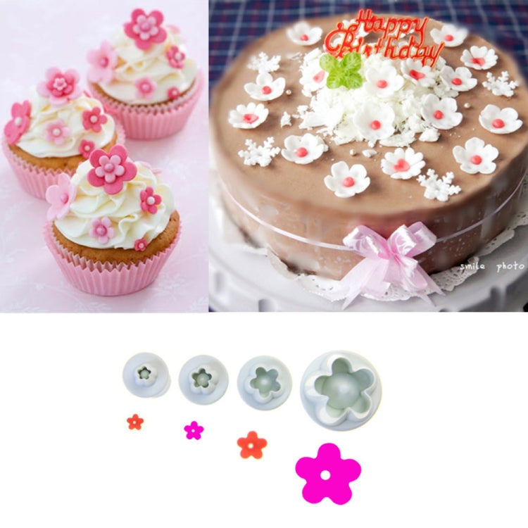 4tlg / Set Pflaumen-Fondant-Kuchen-Ausstecher mit Federprägung, Back-Keksform, Pflaumenform