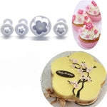 4tlg / Set Pflaumen-Fondant-Kuchen-Ausstecher mit Federprägung, Back-Keksform, Pflaumenform
