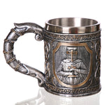 3D Wikinger Schädel Kaffee Bier Krug Schädel Becher Bier Wein Geschenk Edelstahl Ritter Dekorative Tasse für Männer, Kelch, Becher