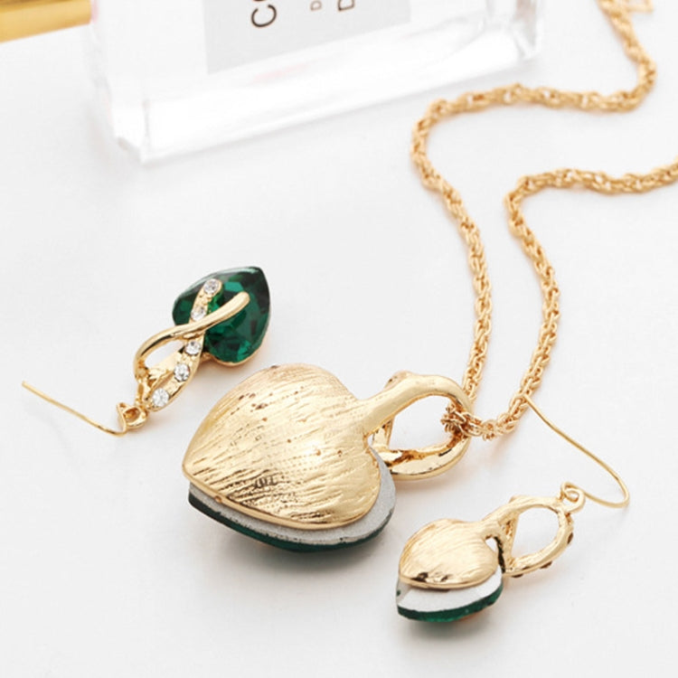 3-teilige Damen Herzförmiges Kristall Zirkon Ohrring-Halsketten-Schmuckset