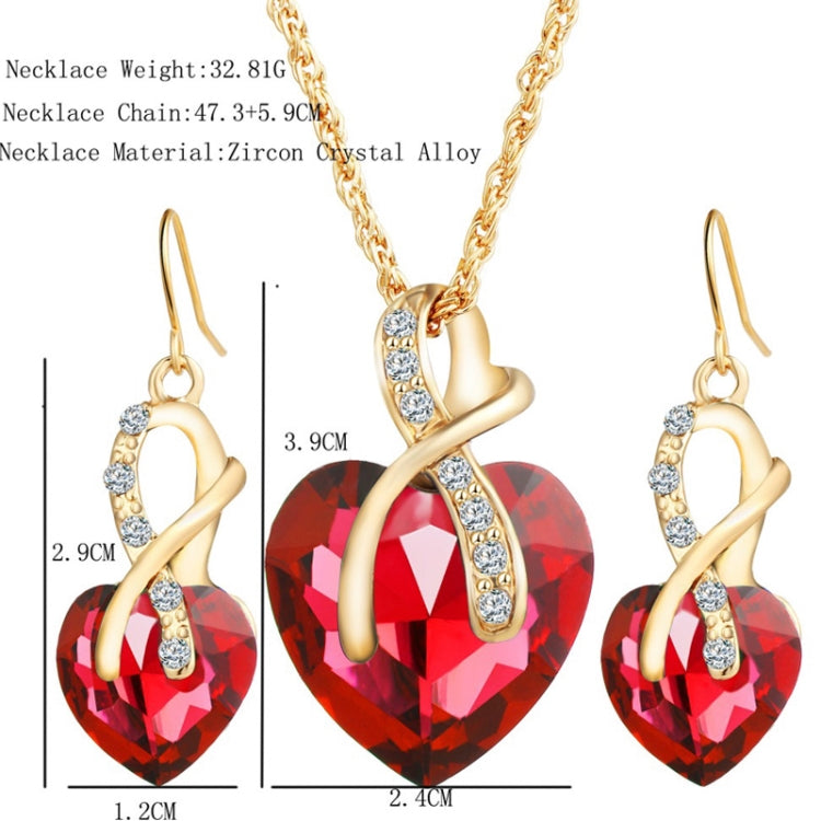 3-teilige Damen Herzförmiges Kristall Zirkon Ohrring-Halsketten-Schmuckset